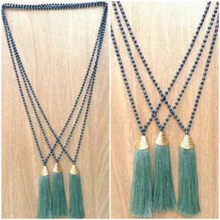 beads crystal tassels necklace silver gold caps bronze handmade free shipping